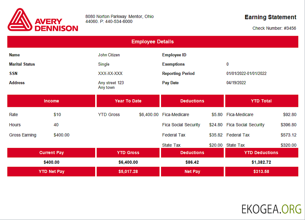 Modèle de fiche d'employé d'une entreprise d'emballage américaine au format Word et PDF, version 2